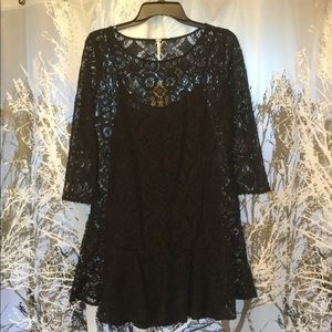 Free People black lace overlay dress